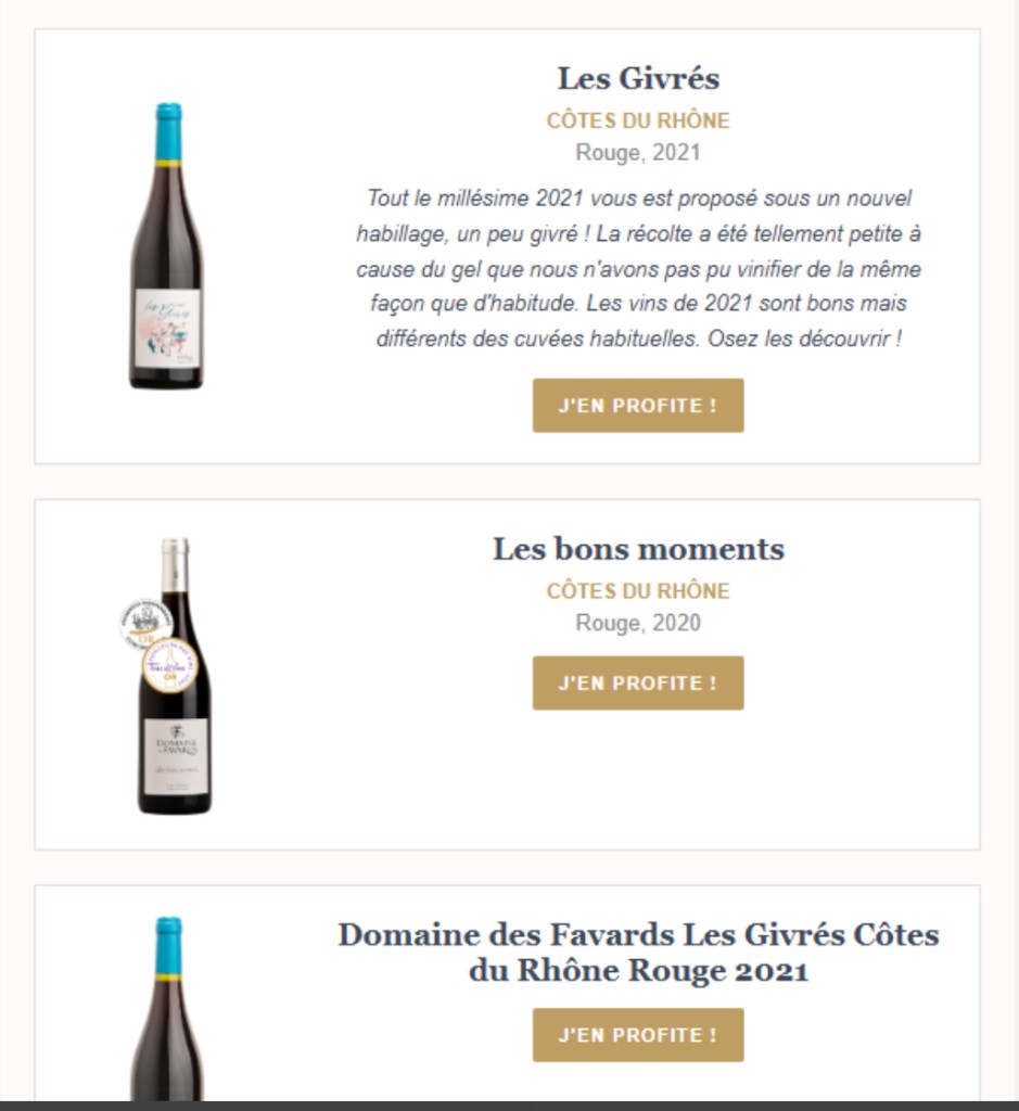 Aperçu d'une newsletter vigneron générée par l'outil Les Grappes